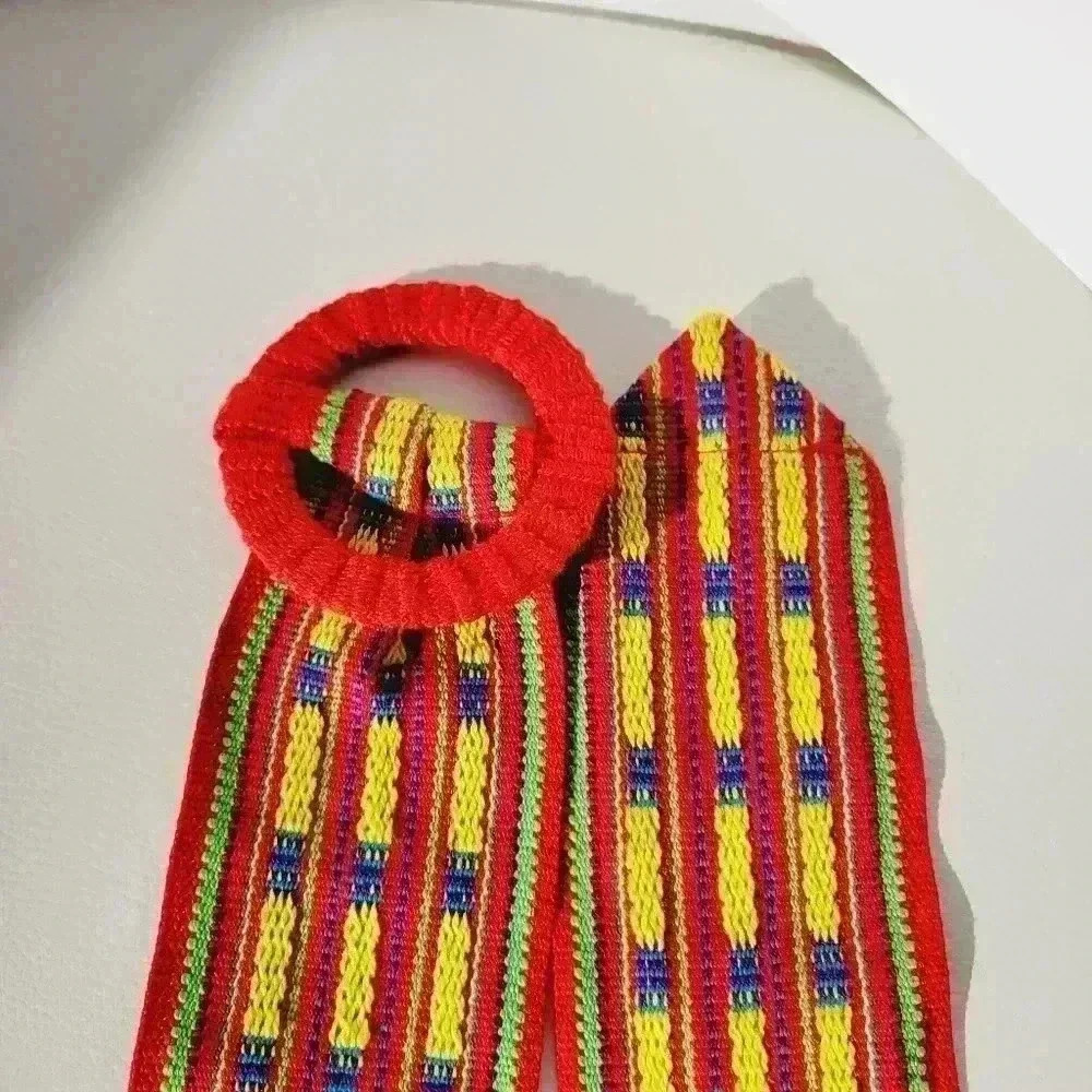 Vintage Rainbow Blue Yellow Red Woven Belt Hand Crafted 34 1/2" Long - Picture 9 of 10